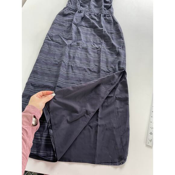 Theory Dress Womens 00‎ Blue Bramnen Stripe Slit Side Strapless Maxi Cotton - Picture 7 of 8